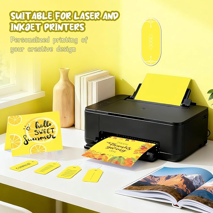 Lemon Yellow Cardstock Paper 8.5 x 11, 40 Sheets Cardstock Printer Paper 8.5x11, Yellow Card Stock Paper 8.5 x 11, 200 GSM Yellow Construction Paper for DIY Cards, Greeting Cards, Party Decorations