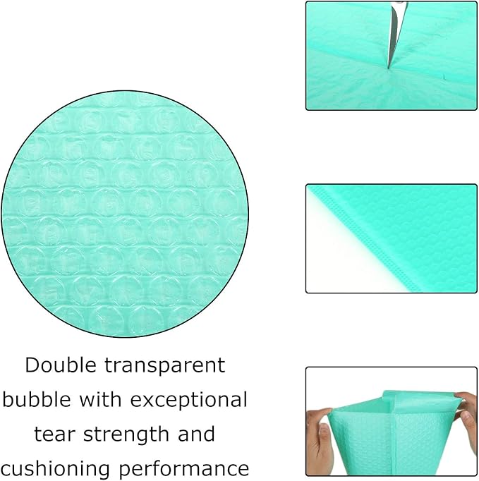 Poly Bubble Mailers 10x13 inch Mailing Envelopes Bubble Padded Waterproof Self Seal Padded Envelopes with Strong Self-Adhering Pack of 25 (Teal)