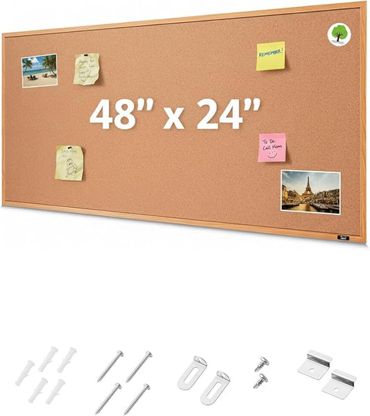 Mr. Pen- Cork Notice Board, 48 X 24 Inches, Cork Bulletin Board for Walls, Pin Boards, Framed Corkboard, Decorative Hanging Pin Boards, Perfect for Office & Home Decor