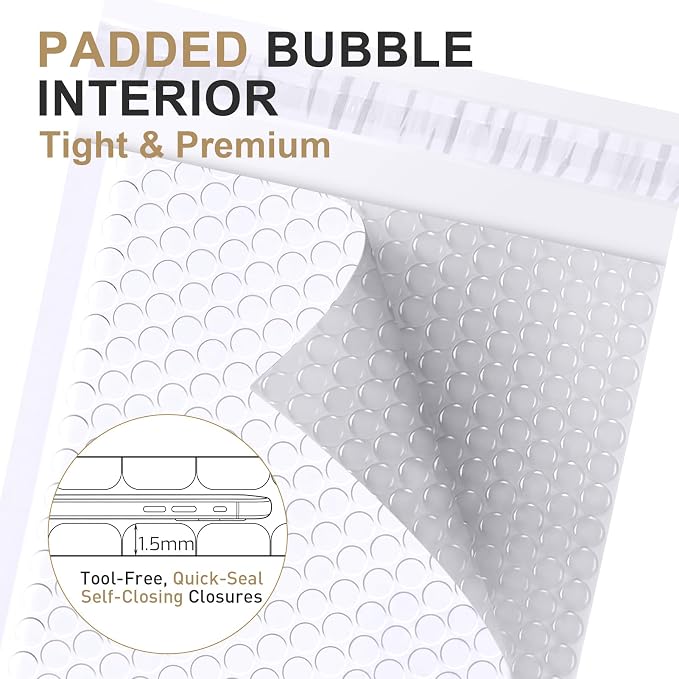 𝟒𝟎%𝟎𝐟𝐟 Bubble Mailers 6x10" 100Pack: Self Seal Mailing Envelopes White | Padded Envelopes Usable Size 𝟔𝐱𝟗 for Small Business - Waterproof Tear-Resistant - Shipping Bags for Jewelry Holiday Gifts