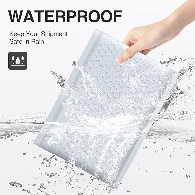 UCGOU Bubble Mailers 5x8.6" Usable Size 5x7" Padded Envelope White 100 Pack | Waterproof Lightweight Mailing Packages,Opaque Self Seal Adhesive Boutique Padded Shipping Bags for Jewelry Makeup Supplier