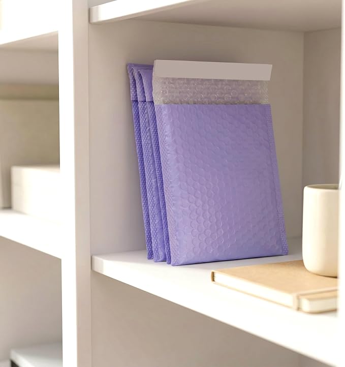 100 PCS 5 x 6 Inch Purple Poly Bubble Mailers, Waterproof Padded Self Seal Adhesive Shipping Envelopes for Small Business Packing Supplies