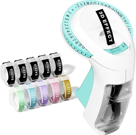 Embossing Label Maker Machine with Tapes, Retro Label Maker Embossed, Vintage Embosser Labeler with 10 Rolls 3D Color Embossing Label Tapes for Kid DIY Scrapbooking Supplies, Teachers Gifts