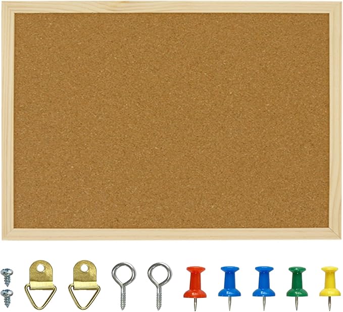 OWLKELA Cork Board, 17.7 x 13.3 Inch | Bulletin Board, Wall-Mounted Presentation, Ideal for Office, Home Decor, School & Cubicle
