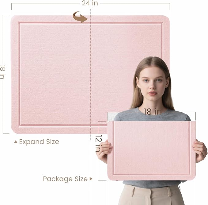 Felt Bulletin Board 24x18 inches, Decorative Pin Board for Home & Office | Cork Board Alternative for Wall with Push Pins, Display Mood Board for Photos, Notes & Reminders