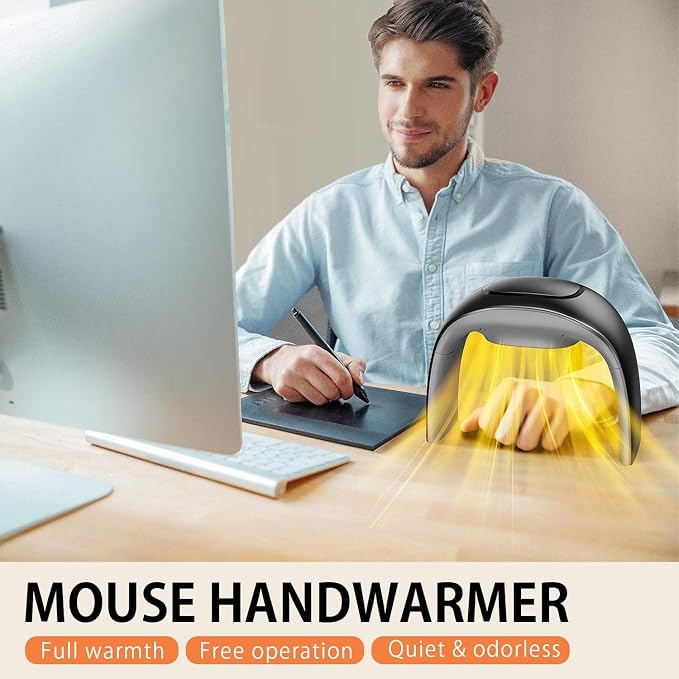 Space Heaters for Indoor Use,Desk Hand Warmer Ceramic Energy Efficient Heater with Thermostat,Personal Electric Desk Hand Heater,Heated Mouse Pad Hand Warmer for Office Women Men Gifts,Black