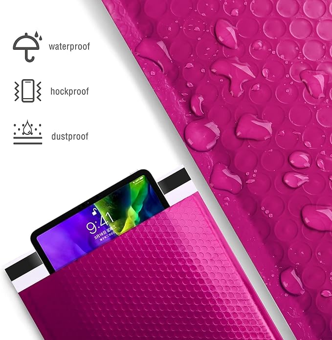 Metronic Bubble Mailers 10.5x16 250 Pack Large Pink Bubble Mailers Waterproof Thick Padded Envelopes for Packaging, Makeup, Gift, Mailing, Shipping, Small Items Supplies