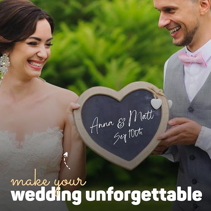 Liquid Chalk Markers: Wedding Edition - Pack of 8 - Non-Toxic, Water-Based, Erasable, Dust Free Chalk Pens for Chalkboards, Blackboards, Windows and Glass - 6mm Reversible Bullet and Chisel Tip