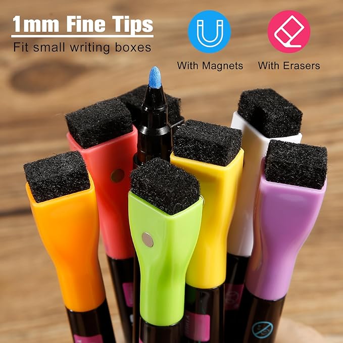 Magnetic Liquid Chalk Markers Wet Erase Markers for Acrylic Calendar Planning Board LED Note Board Clear Glass Whiteboard Window/Mirror Easter Holidays Paintings, 8 Vibrant Colors, 1mm Fine Tip