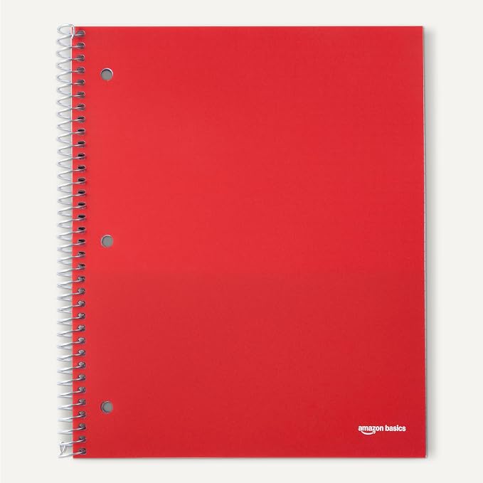 Amazon Basics 4x4 Graph Ruled Spiral Notebook, Poly Cover, 100 Sheets, 9" x 11", Coral, 3 pack