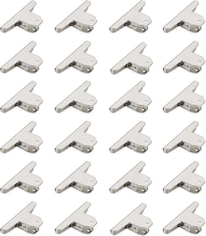Large Bull Paper Clips, 2.95 Inch - 24 Pack, Silver, 75 mm, Stainless Steel Mountain Binder Clips - Heavy Duty Square Metal File Clamps for Home Office School Supplies