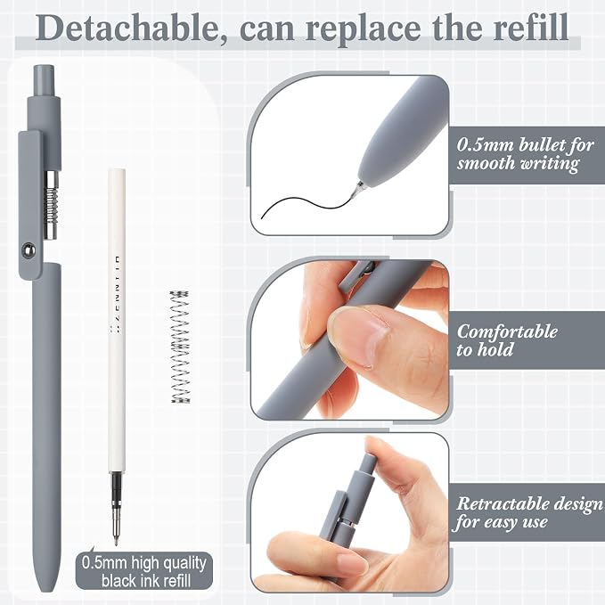 Epakh Gel Pens, 10 Pcs 0.5mm Quick Dry Black Ink Fine Point Smooth Writing Pens High End Series Retractable Aesthetic Ballpoint for Office School Supplies Women Men Gifts(Colorful,Classic)