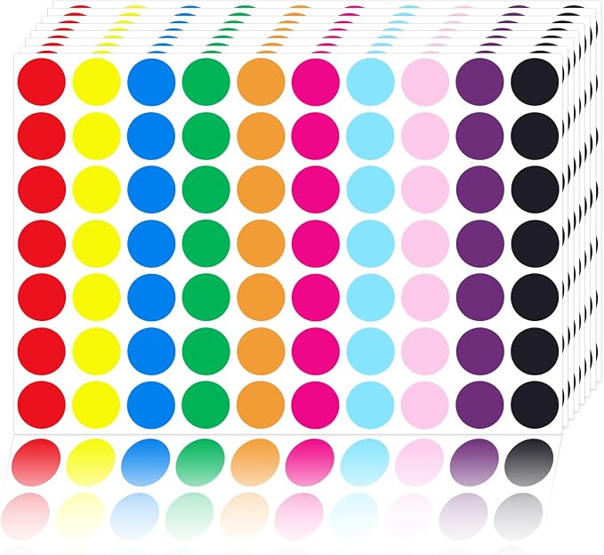 2800 PCS Colored Dot Stickers- 3/4" Round Circle Coding Label | Used as calendar markers, kindergarten activities, craftst, recommended for writing with oil-based markers,strong adhesion.