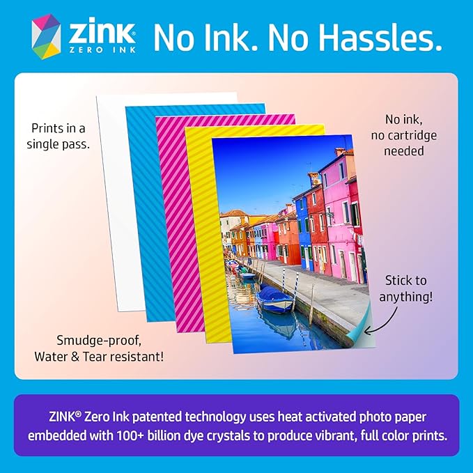 HP Sprocket Portable 2x3 Inch Instant Photo Printer (Blush Pink) Print Pictures on Zink Sticky-Backed Paper From Your iOS & Android Device