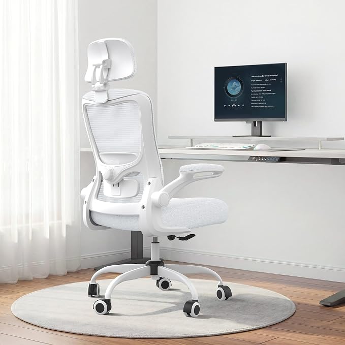 Ergonomic Office Chair for Long Hours, Adjustable Padded Lumbar Support for Lower Back Relief, 330 lb Capacity, Comfortable Computer Desk Chair for Home Office, Work & Study