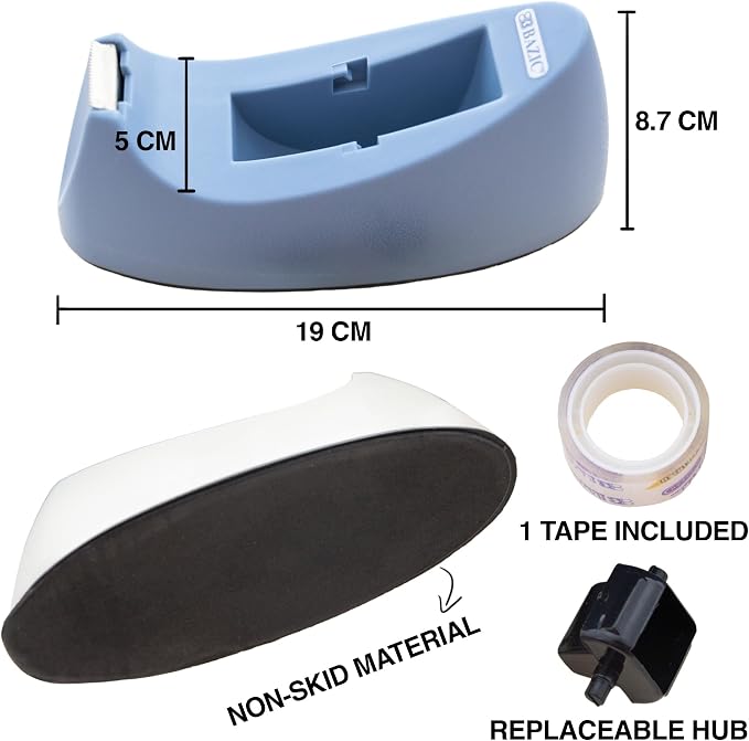 BAZIC Products Desktop Tape Dispenser with Refill, 1 in Core, 12-Case | one 3/4 in x 250 in tape refill, available in assorted colors