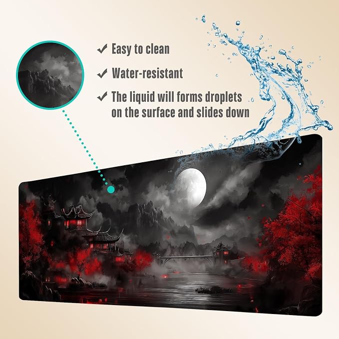Extended Gaming Mouse Pad, Large Mouse Mat 3 mm Nature Rubber Base Mousepad with Stitched Edges, Non-Slip Desk Mat for Office Home Great Gift 31.5x11.8 Inch (Dark Canyon 4)