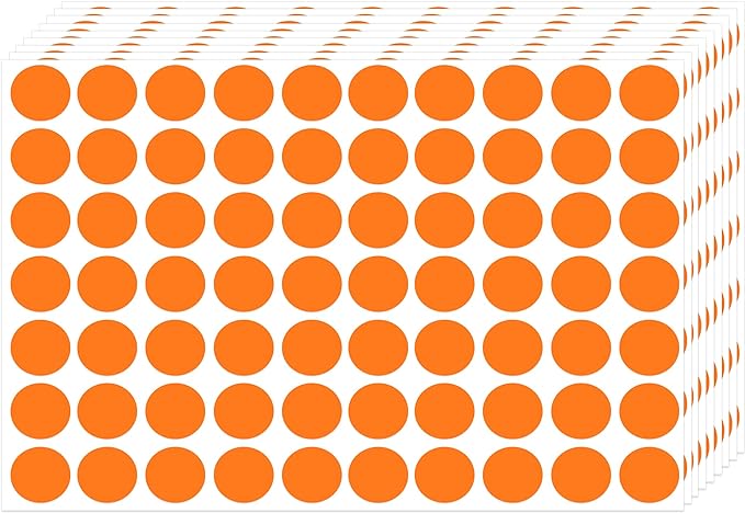3500 Piece Dot Stickers - 3/4 inch Black Circle Stickers for Office & Classroom (Orange)