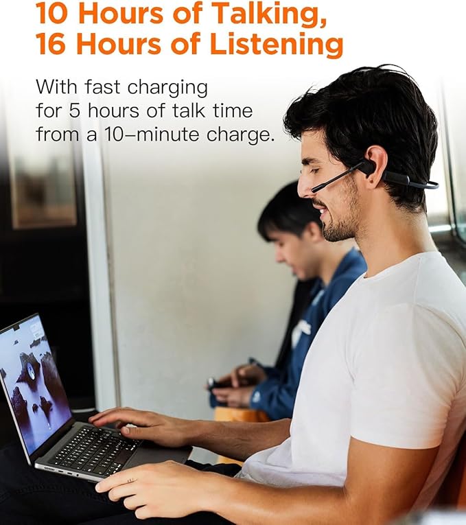 Wireless Noise Cancelling Headphones with Mic,Wireless Headset with Mic for Work(50dB ENC&Mute Button) Bluetooth Headset for Work from Home/Office/PC/Call Center/Laptop/Teams/Zoom/Trucker/Commute