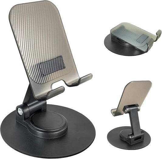 POQOD Foldable Cell Phone Stand for Desk, Fully Adjustable Phone Holder for Desk Compatible with iPhone 16 15 14 13 12, Nintendo Switch, All Phones, (Black)