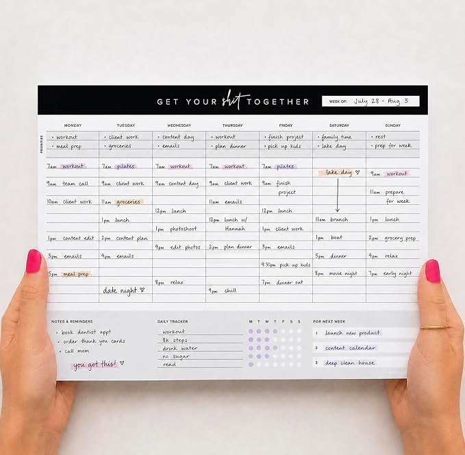 Get Your Stuff Together Weekly Work Planner - 8.5 x 11 Inch Undated Daily Planner with 52 Tear-Off Pages, Weekly To Do List Notepad for Effective Task Management, US Owned Busines