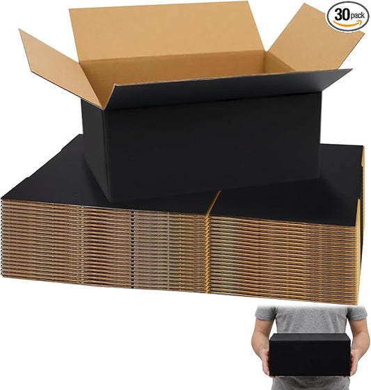 11x6x6 Black Shipping Boxes, 30 Pack Large Mailer & Packaging Boxes for Small Business, Heavy Duty Corrugated Cardboard, Perfect for Mailing & Shipping