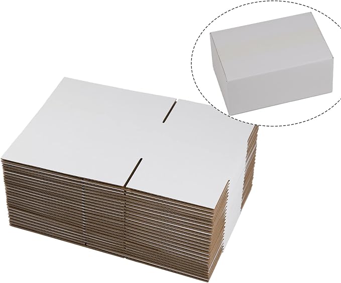 White Shipping Boxes 9x6x4 Inches Small Corrugated Cardboard Boxes, 25 Pack