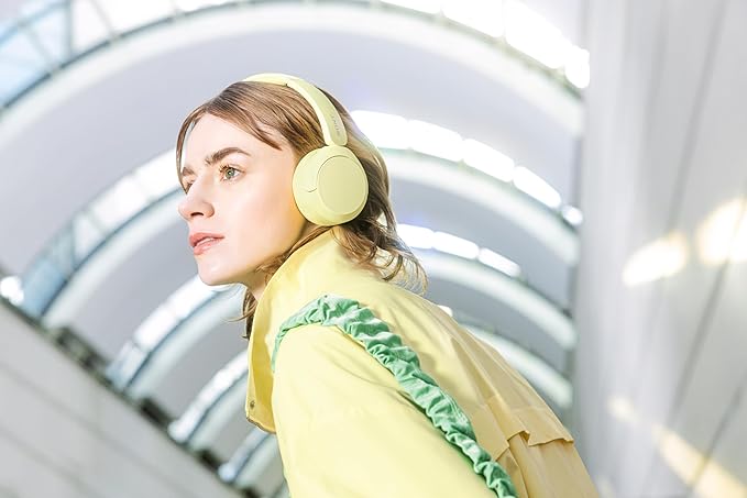Sony WH-CH520 Wireless Headphones Bluetooth On-Ear Headset with Microphone and up to 50 Hours Battery Life with Quick Charging, Butter Yellow