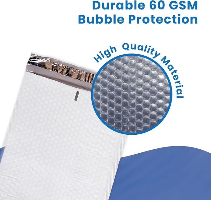SMART MATTER Poly Bubble Mailer 10.5x16" (Usable Size) | 25 Pcs White Bubble Mailers | Opaque Design, Water Resistant, Self Seal, Durable Bubble Packaging Envelopes for Small Business, Online Sellers