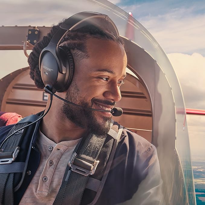 Bose A30 Bluetooth Aviation Headset - Lightweight Comfortable Design, Adjustable ANR and Noise Cancelling Microphone, [U174] – Black