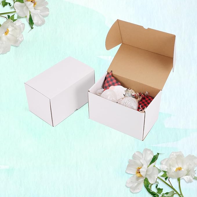 WIFTREY 10x6x6 White Shipping Boxes Set of 20, Corrugated Cardboard Box 10 x 6 x 6 for Mailing Packing Gifts, Shipping Small Business