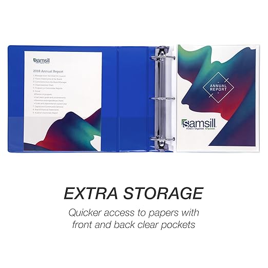 Samsill 3 Inch 3 Ring Binder, Economy Round Ring, Clear View Cover, 550 Sheet Capacity - for School, Home, Office -Dark Blue
