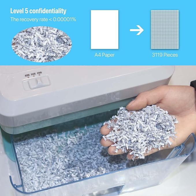 Generic Desktop Mini Paper Shredder Micro Cut, Electric Small Paper Shredder for Home Office Use,Cross Cut Mini Paper Shredder for Desk White Portable