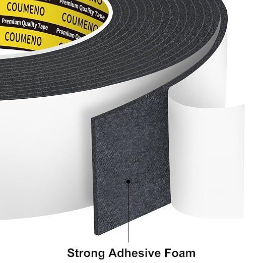 Heavy Duty Double Sided Tape,Black Foam Tape,2 Pack 2 in X 16.4 ft | High Tack Strong Adhesive Foam Mounting Tape, Weatherproof Sealing Foam Tape, Easy Peel & Stick for Home Office School
