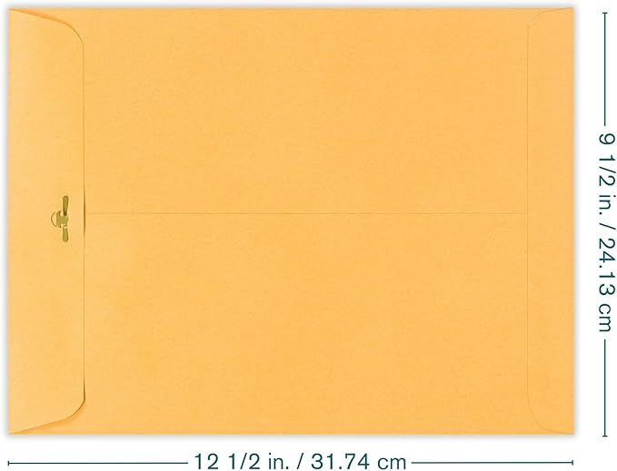 EnDoc 9 1/2 x 12 1/2 Clasp Envelopes - 100 Pack - Brown Kraft Catalog Envelopes Gummed Seal Closure – 28lb Heavyweight Paper 9.5x12.5 inch Envelopes for Home, Office, Business, Legal or School.