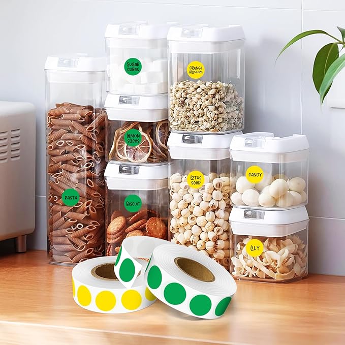 PARLAIM 1/2" Circle Dot Stickers 2 Rolls Pack 2000 Color Coded Labels for Home Commerce Business, Green + Yellow