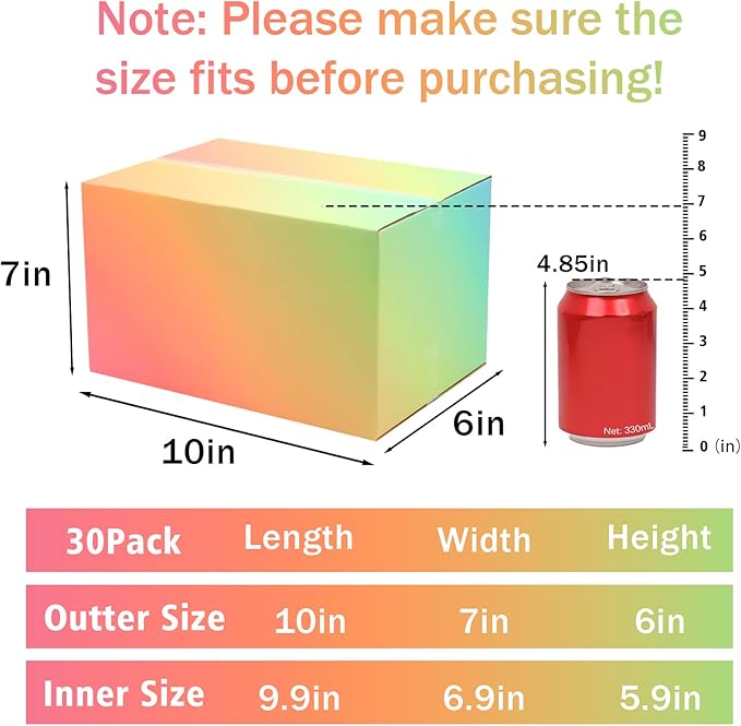 10x7x6 Shipping Boxes Medium Set of 30, Gradient Corrugated Cardboard Box, Mailing Boxes for Packaging Small Business