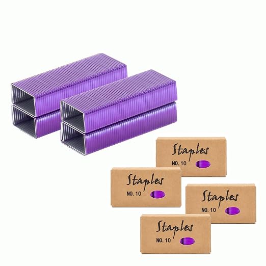 NatSumBasics 4000 Purple Staples Small Colored #10 Staples for Mini Stapler Refill, No.10 Staple, Smaller Than Standard Staple (Purple)