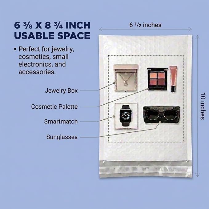 BOX USA Bubble Mailers 6-1/2" x 10" White (25-Pack) – Self-Seal Padded Envelopes with Bubble Lining, Poly Bubble Mailer Shipping Bags for Small Business, Ecommerce & Fulfillment Packaging