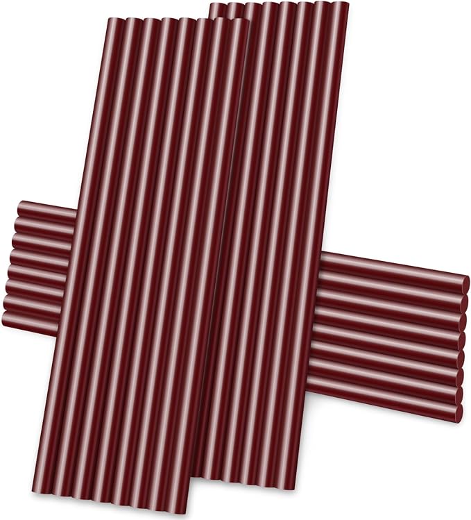 Manarty Wine Red Hot Glue Sticks, 24PCS Mini Size 0.27" Dia x 8" Long Hot Melt Glue Stick Colored, All Temperature Adhesive EVA Glue Sticks for Repairing Sealing Stamp DIY Art Craft Decoration