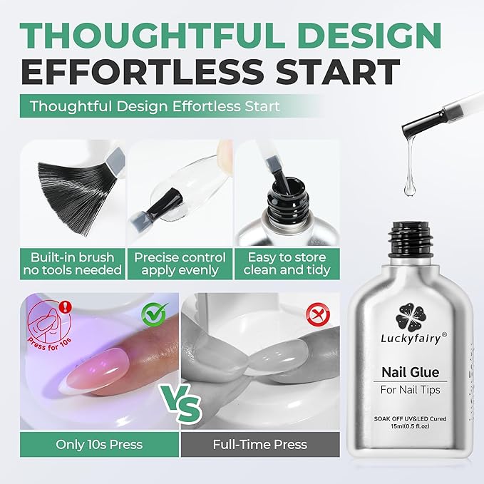 Super Strong Nail Glue Gel: 15ml Extension Gel Glue for Nail Tips Clear Acrylic Nails Long Lasting, Curing Needed U V for Press on Nails, Spring Nail Art