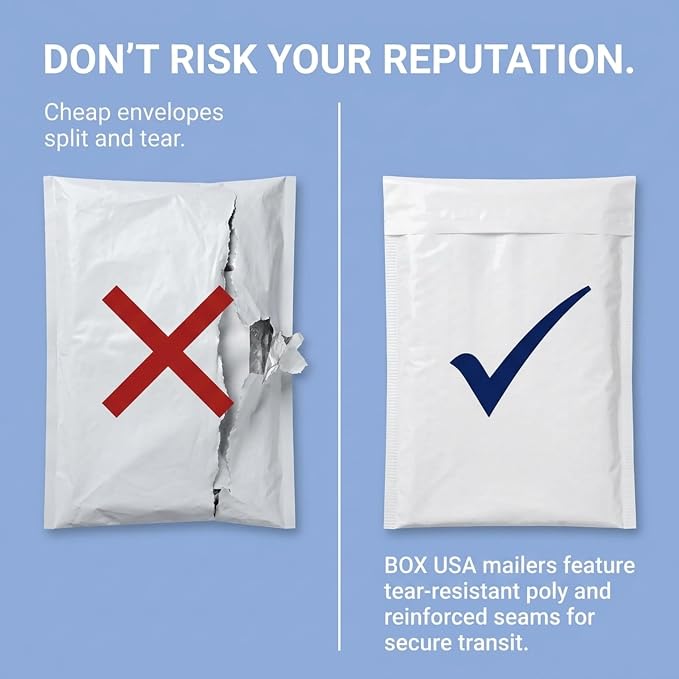 BOX USA Bubble Mailers 7-1/4" x 8" White (25-Pack) – Self-Seal Padded Envelopes with Bubble Lining, Poly Bubble Mailer Shipping Bags for Small Business, Ecommerce & Fulfillment Packaging