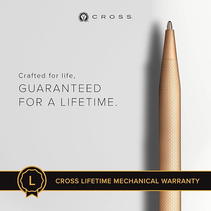 Cross Classic Century Brushed Rose-Gold PVD Ballpoint Pen - Refillable Pen for Effortless Writing - Black Ink - Durable Construction - Premier Distinctive Look - Gift-Ready