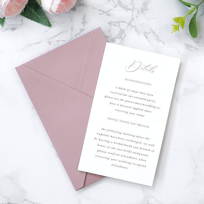 PONATIA 50 Pack 4x6 Envelopes, 4.33 x 6.3'' Shiny Dusty Rose Envelopes Perfect for Gift Cards, Wedding Details Cards, Thank You Cards and any 4 x 6" Inner Sheets