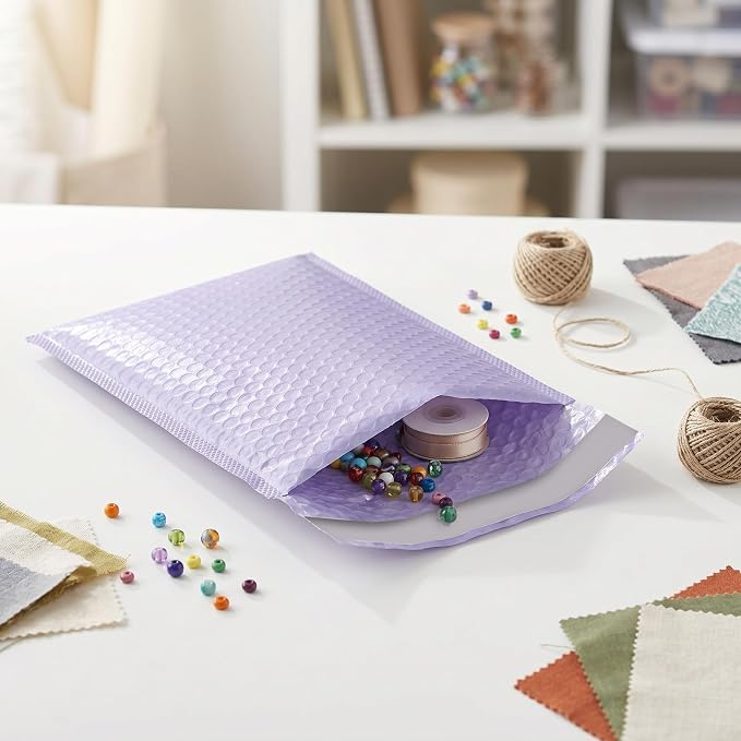 100 PCS 5 x 6 Inch Purple Poly Bubble Mailers, Waterproof Padded Self Seal Adhesive Shipping Envelopes for Small Business Packing Supplies