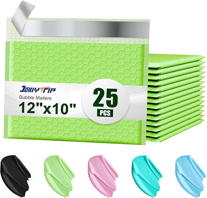 Bubble Mailers A4 Paper Size, 12x10 Padded Envelopes for Shipping, 25 Pack Mailing Packages with Self Seal Adhesive, Waterproof Bubble Envelopes (Light Green)