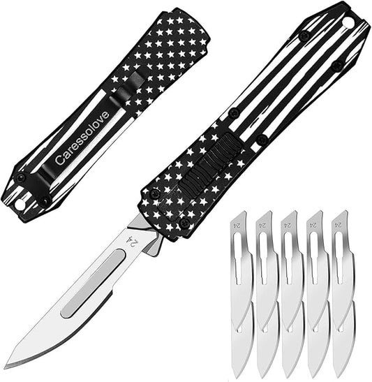 Auto Retractable Utility Knife, Automatic Scalpel Knife with 10PCS #24 Blades, Safety Box Cutter, Razor Blades Utility Knives