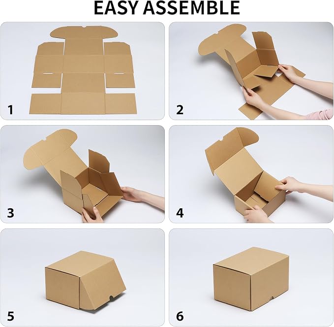 RLAVBL 6x4x3 Small Shipping Boxes Set of 40, Brown Corrugated Cardboard Mailer Box for Packing, Mailing, Business