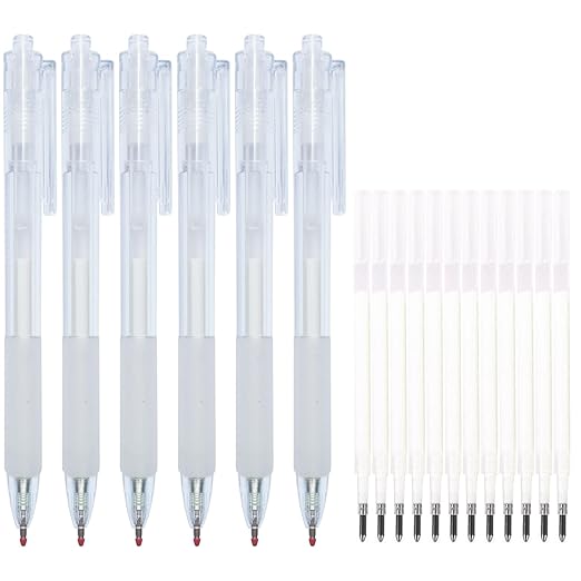 Ball Point 6 pcs Quick Dry Glue Pens with 12 Refills, Apply Glue Like Writing, Easy Use Precise Control, Fine Tip Pens for Crafting, Scrapbooking, Card Making, Foil Calligraphy, White