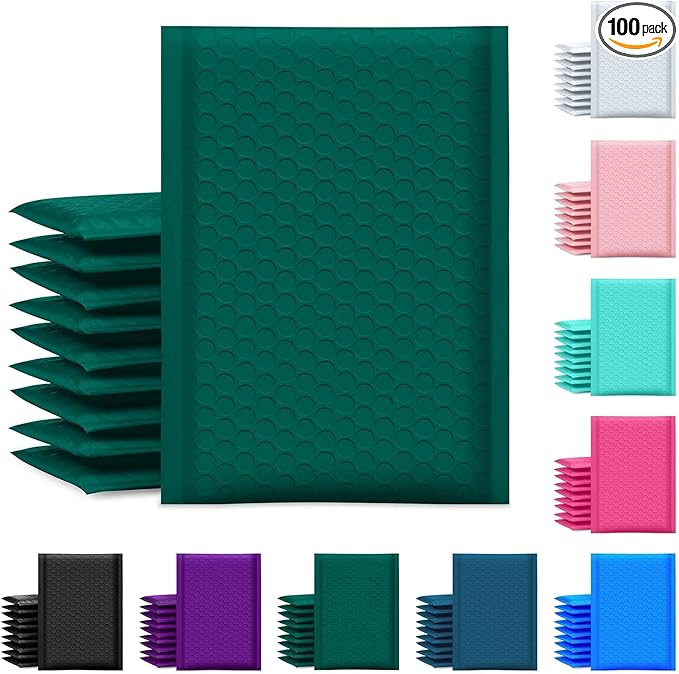 UCGOU Bubble Mailer 6x10 Inch 100 Pack Usable Size 6x9 Inch Ultramarine Green Poly Padded Envelopes Waterproof Bubble Bags for Small Business Self Seal Mailing Envelopes for Jewelry Makeup Supplies